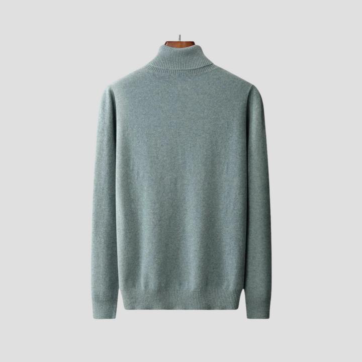 Elegancki męski sweter golf z wełny merynosów, gładki kolor, dopasowany krój, idealny do wyrafinowanego i wygodnego stylu.