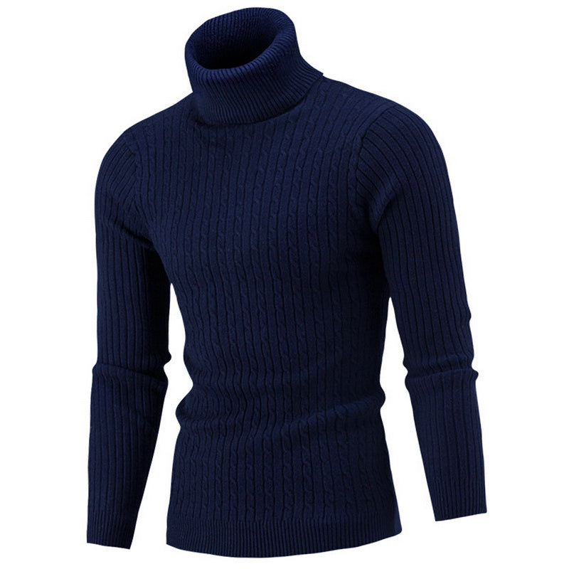 Elegancki i ciepły męski golf, wyrafinowany design, idealny na zimę, jednolity kolor, pasuje na każdą okazję.