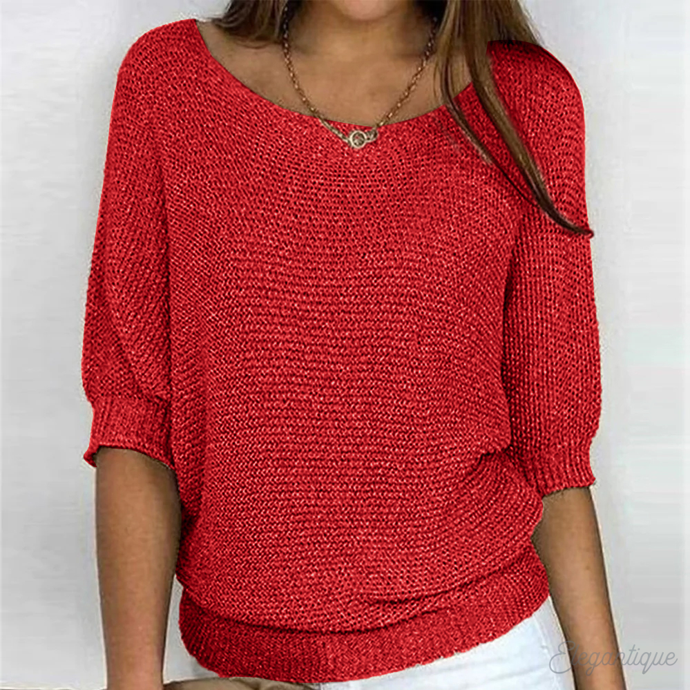 Sweter damski casualowy z miękkiej wełny, neutralny kolor, okrągły dekolt, ściągacze, uniwersalny do eleganckich stylizacji.
