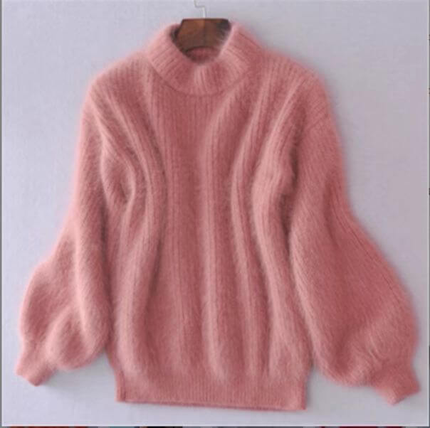 Damski luźny sweter wełniany, wygodny, obszerny, w różnych kolorach, dla swobodnego i eleganckiego wyglądu.