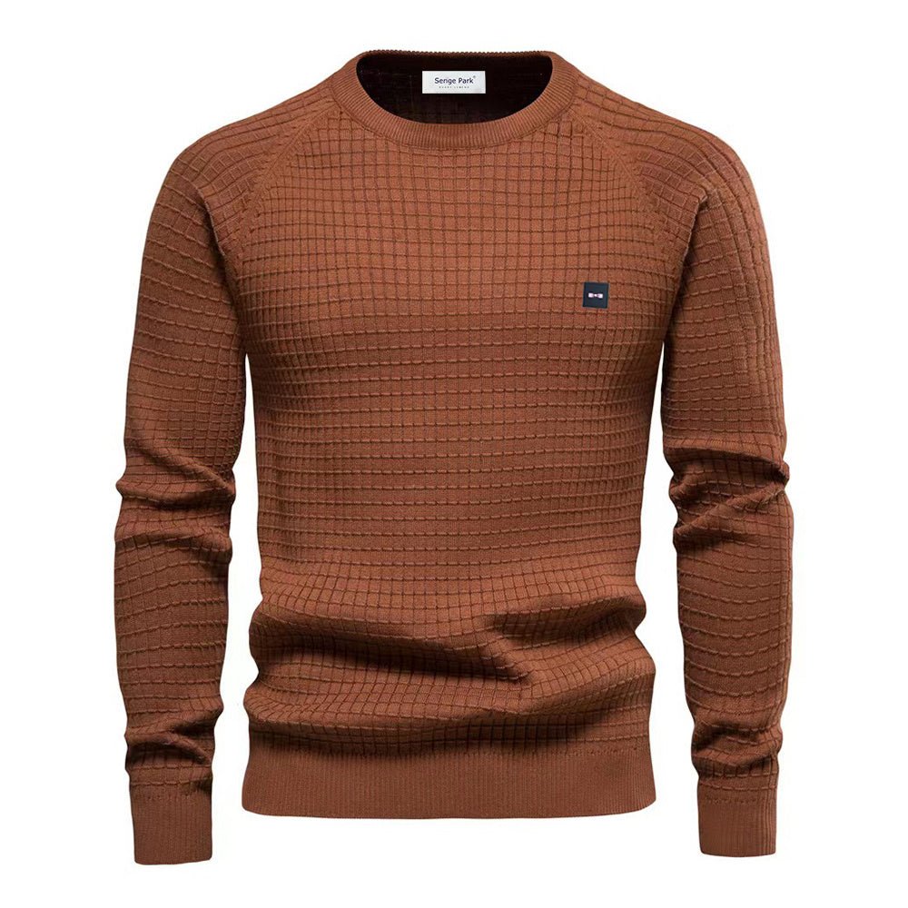 Sweter męski Bjorn w beżowym kolorze, elegancki wygląd, miękki i komfortowy materiał, idealny do casualowych outfitów.