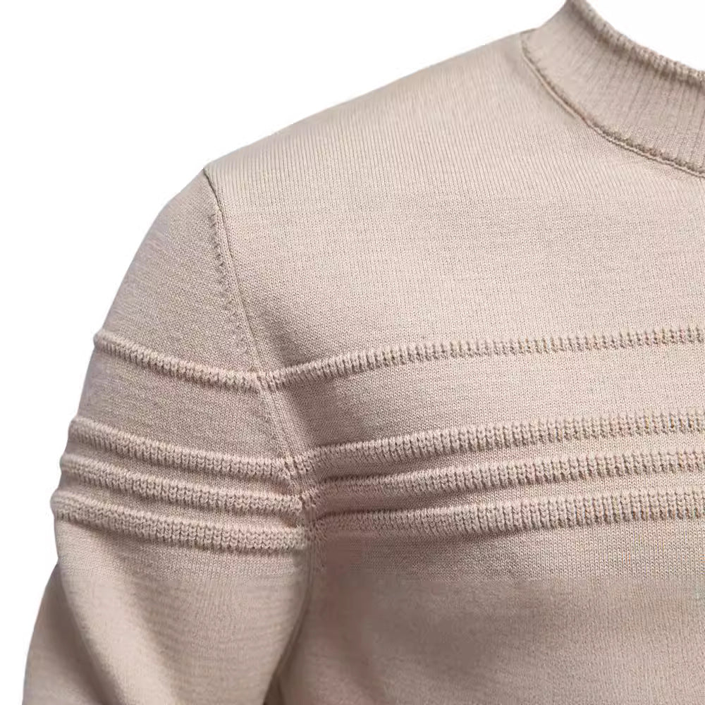 Elegancki męski sweter dzianinowy, okrągły dekolt, miękka bawełna, prosty design, idealny na jesień i zimę, maksymalny komfort.