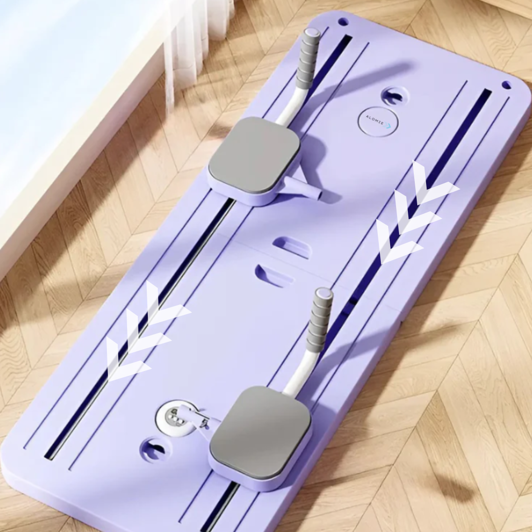 Kompaktowy reformer Pilates do ćwiczeń w domu, wspierający tonizację i elastyczność, z wytrzymałymi gumami, odpowiedni dla początkujących i zaawansowanych.