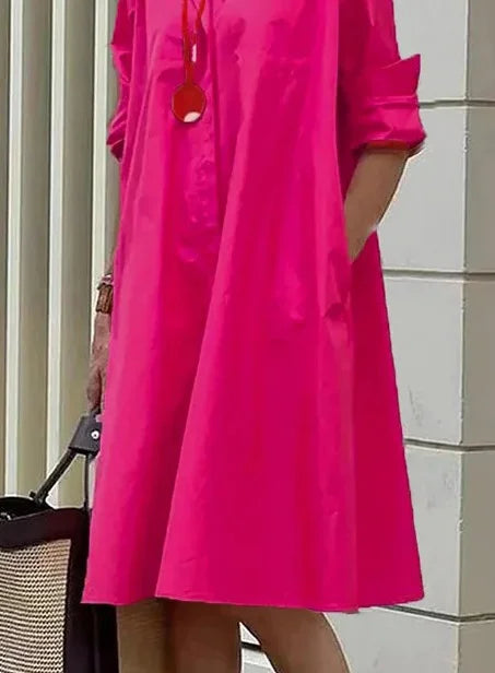 Elegancka sukienka koszulowa Charlotte, widok z przodu, wszechstronna, podkreślająca sylwetkę, idealna na każdą okazję.