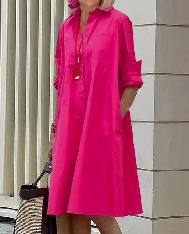 Elegancka sukienka koszulowa Charlotte, widok z przodu, wszechstronna, podkreślająca sylwetkę, idealna na każdą okazję.
