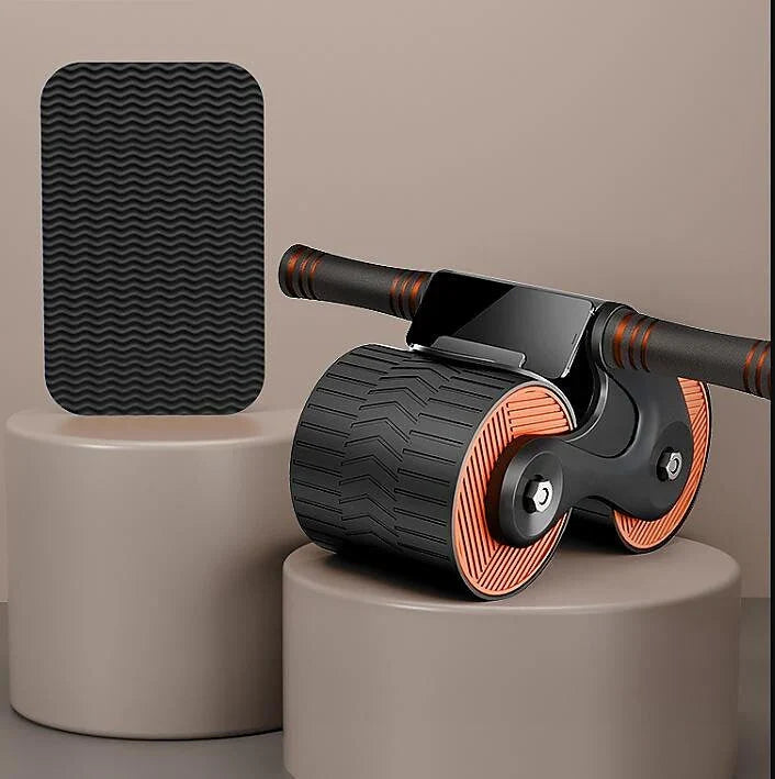 Roller do brzucha ergonomiczny, cichy, w kolorach białym, niebieskim, pomarańczowym dla skutecznego treningu mięśni brzucha.
