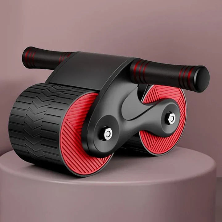 Cichy roller do mięśni brzucha, ergonomiczny design, dostępne kolory: biały, niebieski, pomarańczowy.