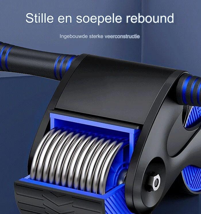 Sprzęt do ćwiczeń: ergonomiczny roller do brzucha, cicha praca, dostępny w kolorach biały, niebieski, pomarańczowy.
