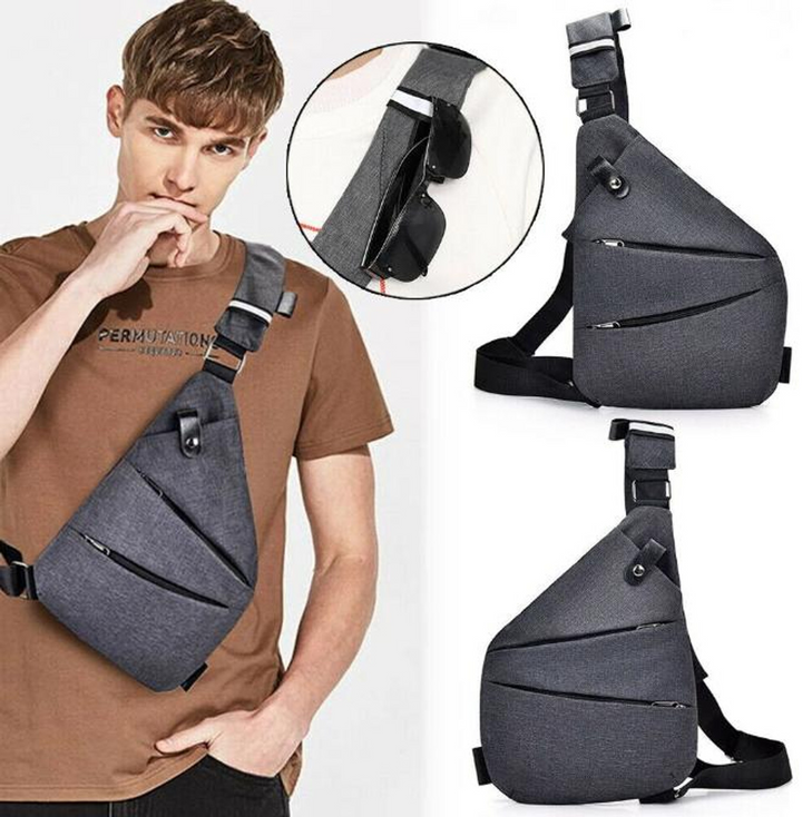 Antykradzieżowa torba na ramię dla mężczyzn, ergonomiczny design, wodoodporny materiał, liczne przegródki, stylowy kolor.