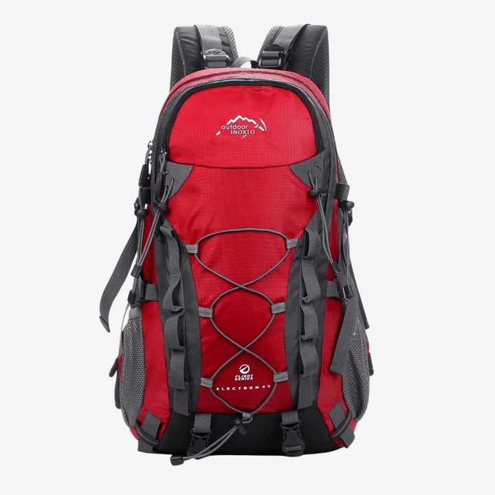 Niebieski plecak trekkingowy 40L, wentylowane plecy, regulowane szelki, idealny na wędrówki, duża pojemność, ergonomiczny design.