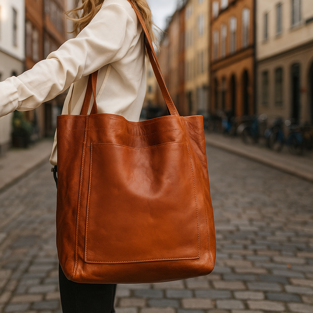 Elegancka, ręcznie robiona skórzana torba na ramię w kolorze ciemnobrązowym, idealna na co dzień i na specjalne okazje