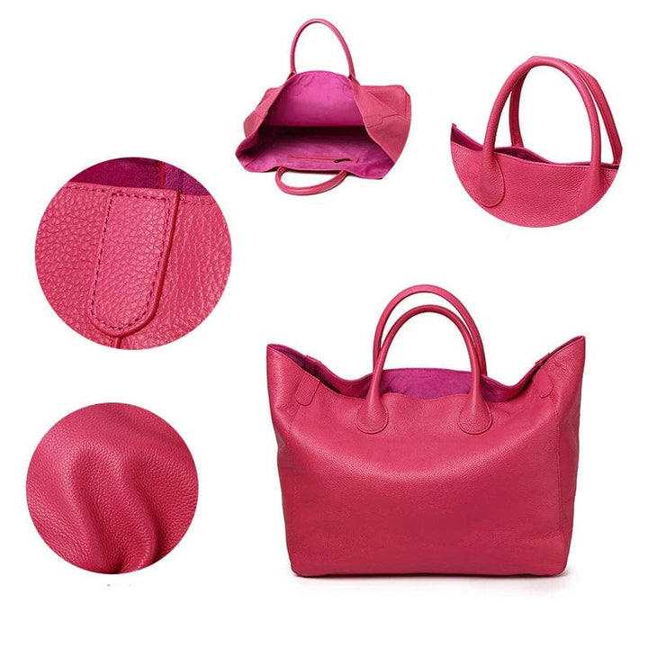 Torebka shopper bag ze skóry naturalnej, duża, w kolorze niebieskim, przestronna i elegancka dla kobiet, idealna na co dzień.
