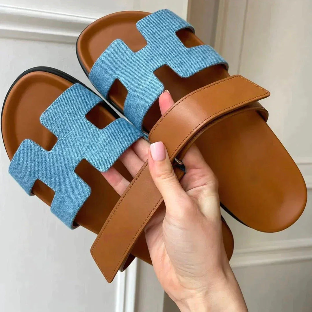 Sandały damskie, minimalistyczny i elegancki design, amortyzowane podeszwy, miękkie paski na lato.