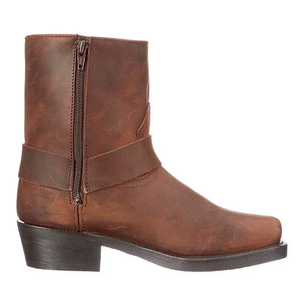 Eleganckie skórzane buty kowbojskie męskie z bocznym zamkiem, solidnym designem vintage, gumową podeszwą, w stylu western.