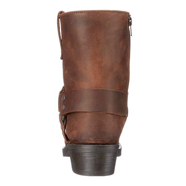 Eleganckie skórzane buty kowbojskie męskie z bocznym zamkiem, solidnym designem vintage, gumową podeszwą, w stylu western.
