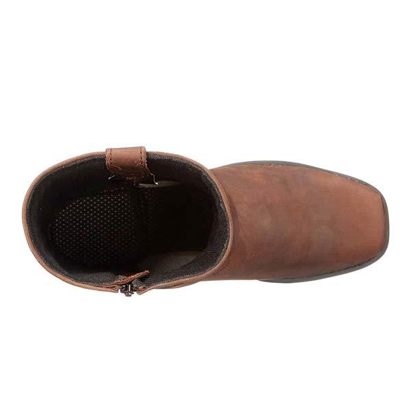 Eleganckie skórzane buty kowbojskie męskie z bocznym zamkiem, solidnym designem vintage, gumową podeszwą, w stylu western.