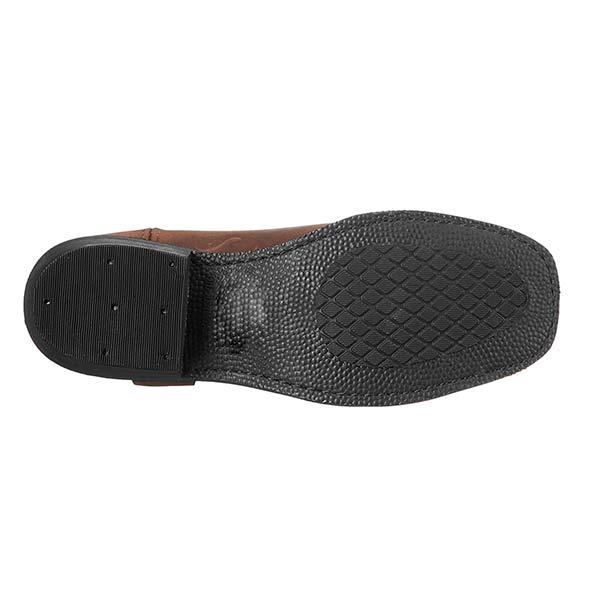 Eleganckie skórzane buty kowbojskie męskie z bocznym zamkiem, solidnym designem vintage, gumową podeszwą, w stylu western.