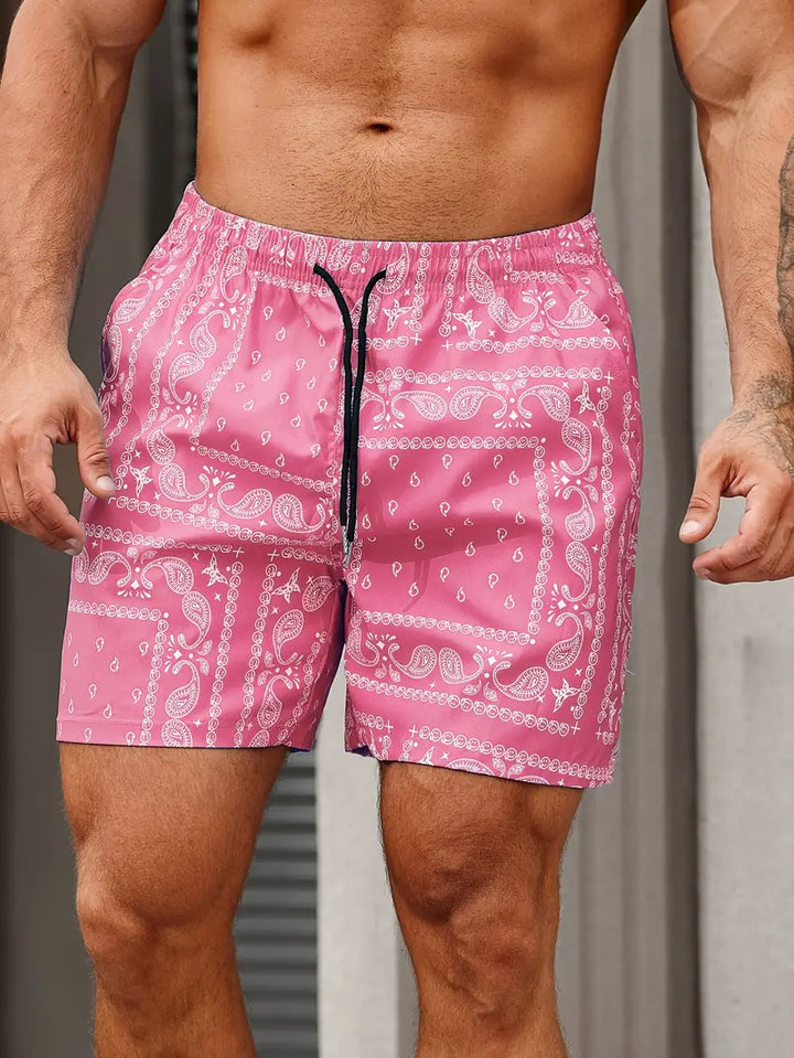 Męskie spodenki kąpielowe, szybkoschnące, wygodne, lekkie, idealne na plażę, o prostej i eleganckiej stylistyce, doskonałe na lato.