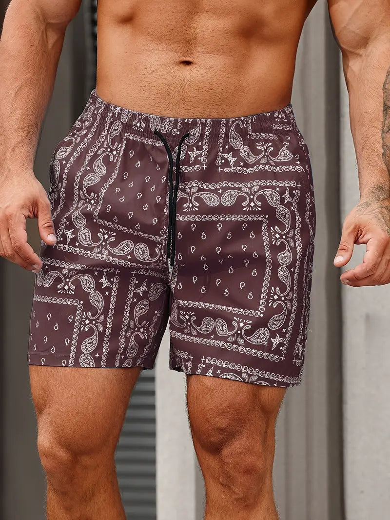 Męskie spodenki kąpielowe, szybkoschnące, wygodne, lekkie, idealne na plażę, o prostej i eleganckiej stylistyce, doskonałe na lato.