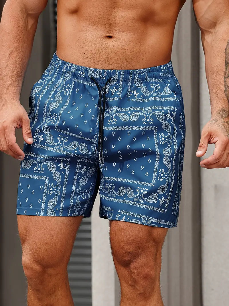 Męskie spodenki kąpielowe, szybkoschnące, wygodne, lekkie, idealne na plażę, o prostej i eleganckiej stylistyce, doskonałe na lato.