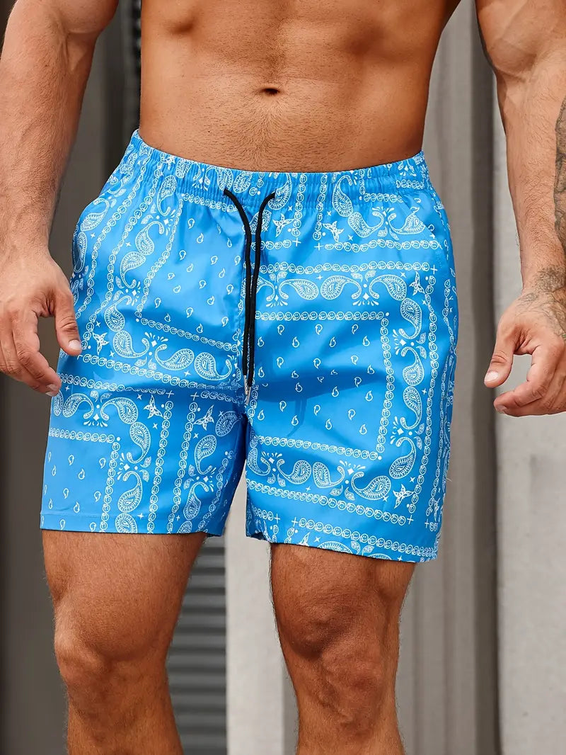 Męskie spodenki kąpielowe, szybkoschnące, wygodne, lekkie, idealne na plażę, o prostej i eleganckiej stylistyce, doskonałe na lato.