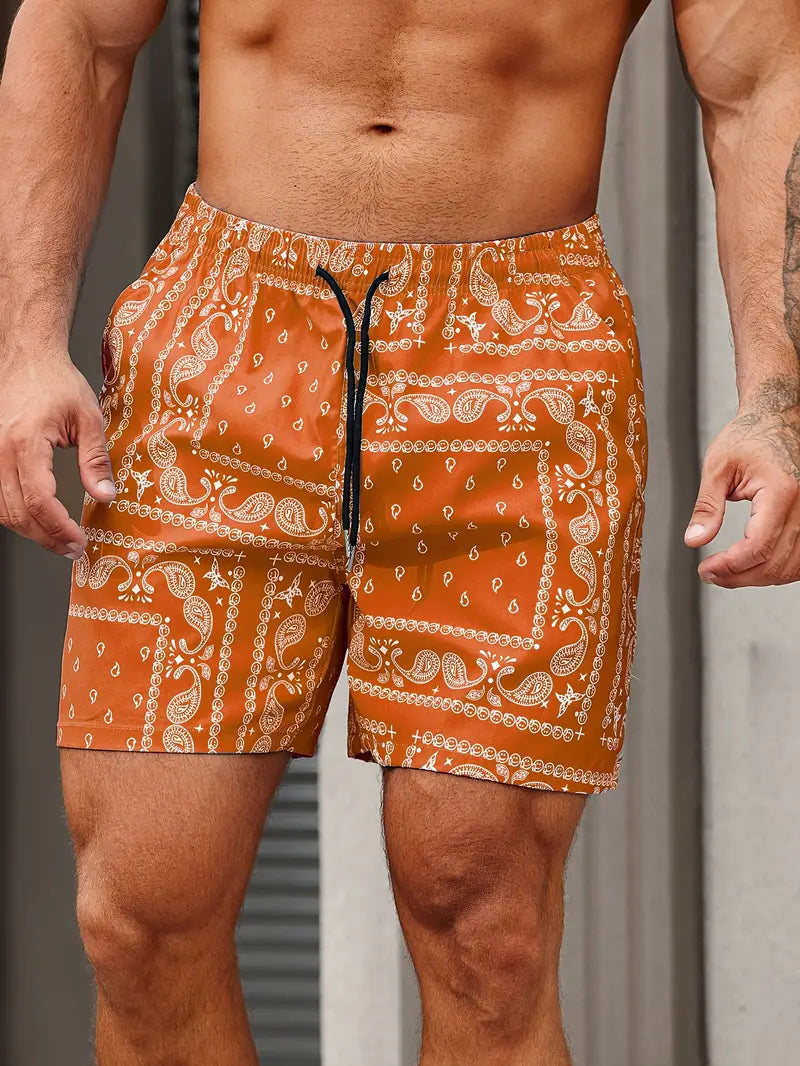 Męskie spodenki kąpielowe, szybkoschnące, wygodne, lekkie, idealne na plażę, o prostej i eleganckiej stylistyce, doskonałe na lato.