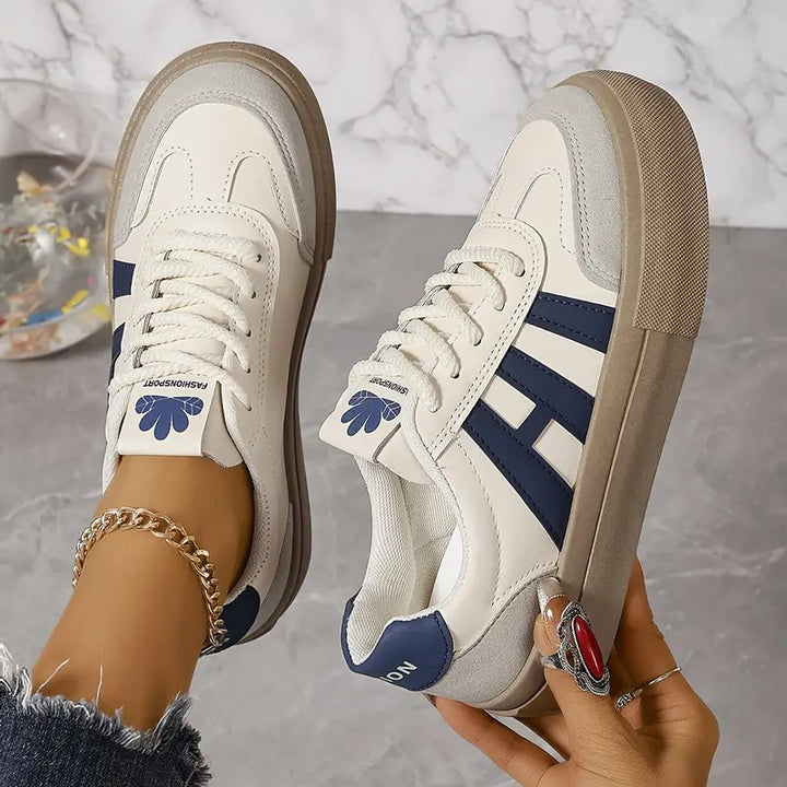 Eleganckie, wygodne, niebiesko-brązowe sneakersy damskie, edycja Light, z amortyzującą podeszwą i uniwersalnym designem