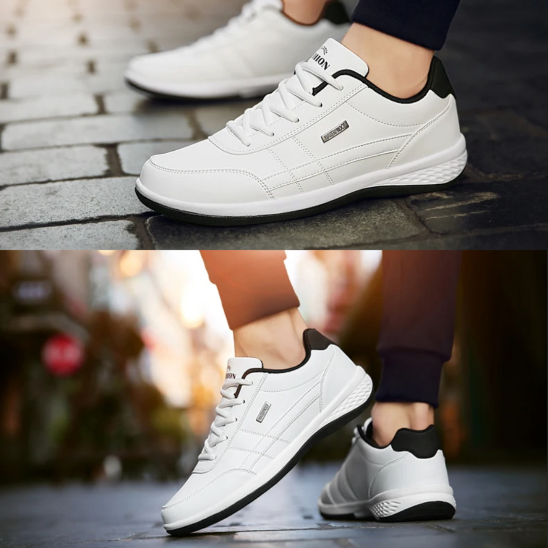 Nowoczesne męskie sneakersy w kolorze granatowym z antypoślizgową podeszwą, oferujące ergonomiczny komfort i oddychające materiały.