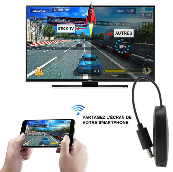 Kompaktowy Smart TV Stick multimedialny, nowoczesny design, złącze HDMI, natychmiast zmienia telewizor w smart TV, łatwy w instalacji