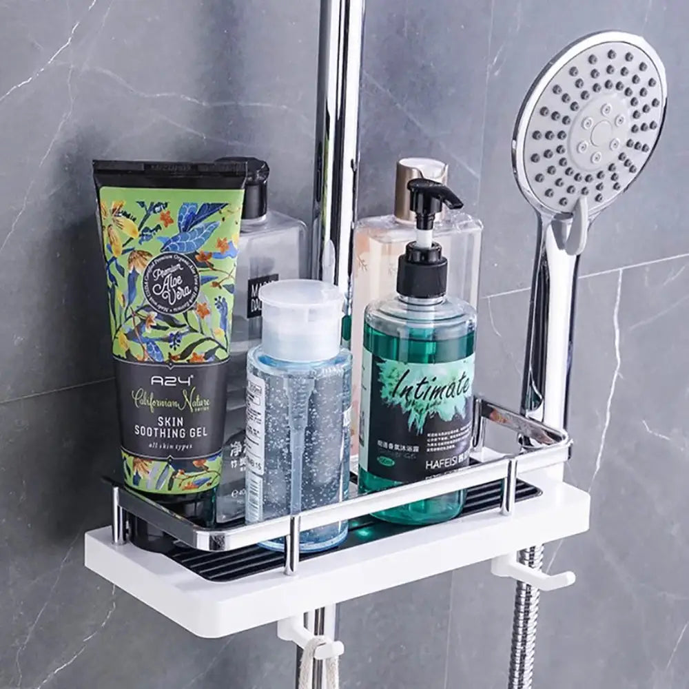 Nowoczesny uniwersalny uchwyt prysznicowy AquaPod w kolorach białym i czarnym, elegancki design do łazienki, optymalna organizacja.