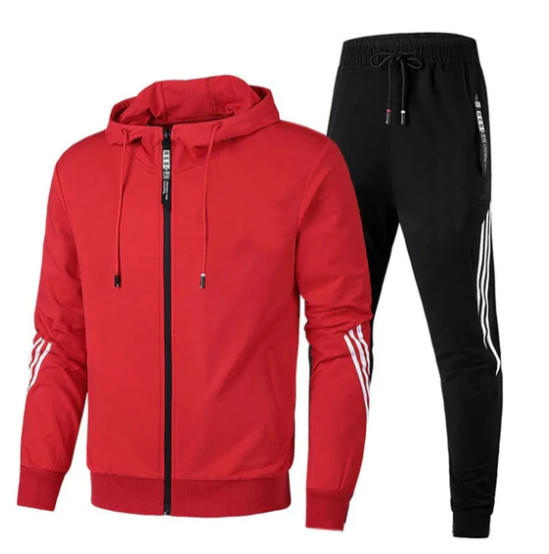 Komfortowy dres męski, miękki materiał, wiele modnych kolorów, idealny do sportu i relaksu, praktyczne kieszenie.