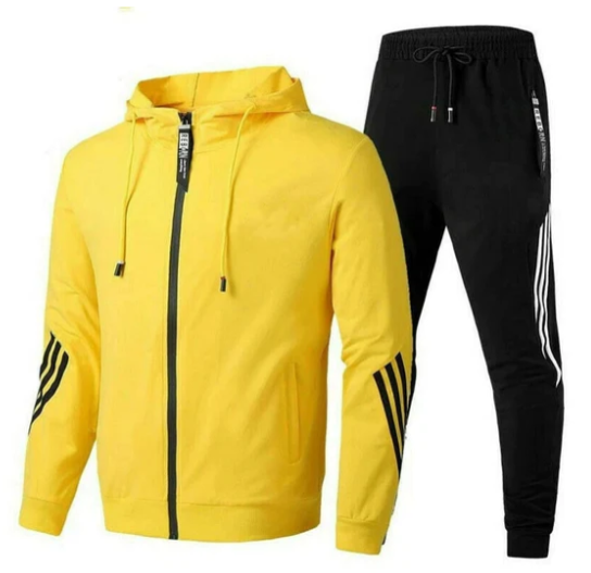 Komfortowy dres męski, miękki materiał, wiele modnych kolorów, idealny do sportu i relaksu, praktyczne kieszenie.
