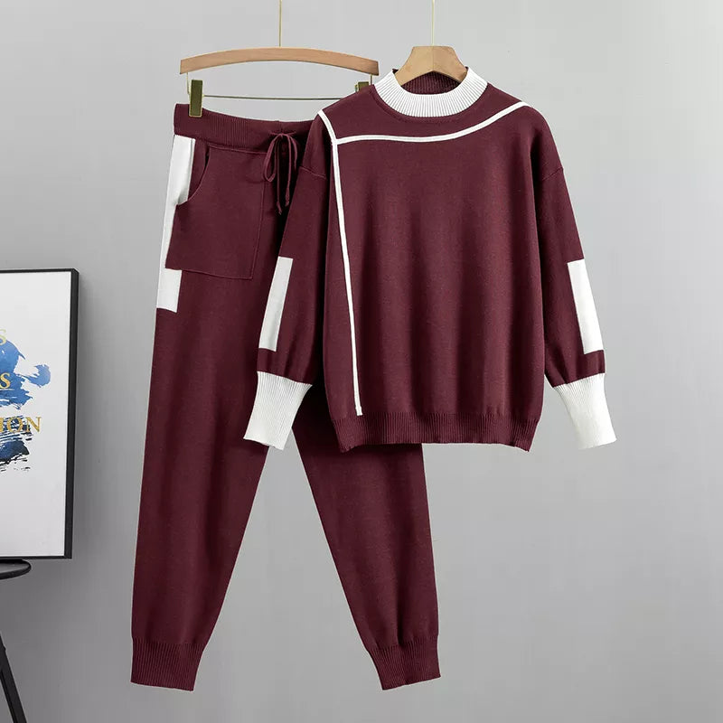 Męski nowoczesny dres Isla w kolorze bordowym, dopasowany krój, elegancki, komfort, miękki poliester, zdjęcie 1