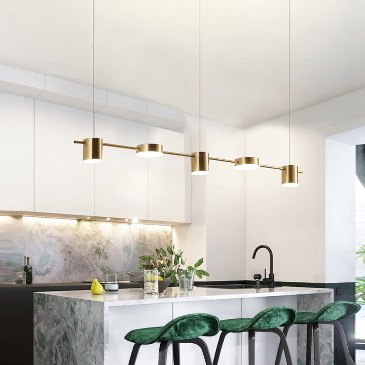 Nowoczesna czarno-złota lampa wisząca LED z aluminium, elegancka i minimalistyczna, idealna do współczesnego wnętrza, z 3 lub 5 światłami