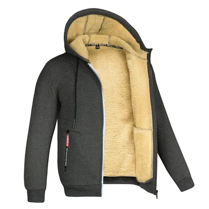 Męska bluza polarowa z kapturem na zamek na zimę, nowoczesny styl, dostępna w różnych kolorach i rozmiarach S do 3XL.