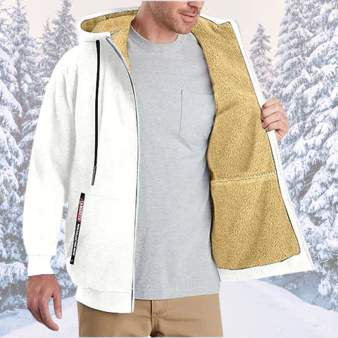 Męska bluza polarowa z kapturem na zamek na zimę, nowoczesny styl, dostępna w różnych kolorach i rozmiarach S do 3XL.
