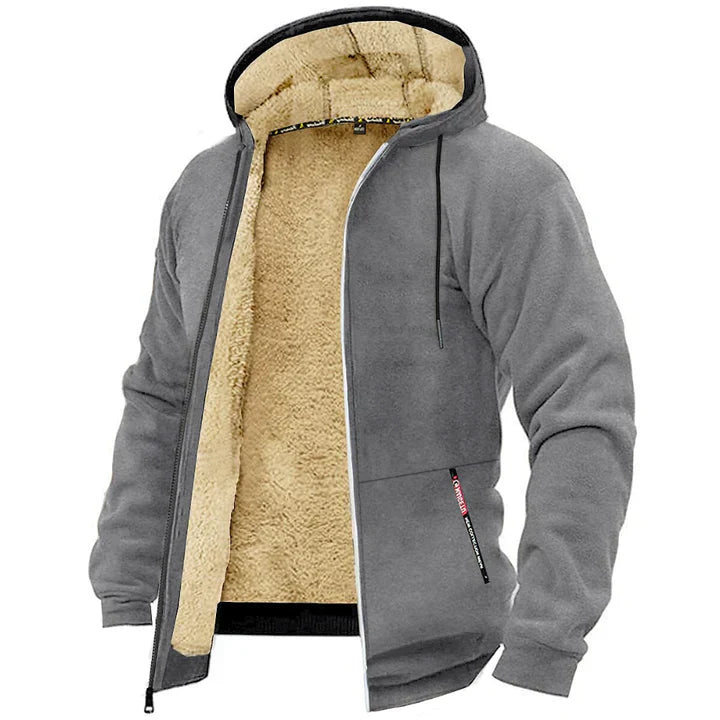 Męska bluza polarowa z kapturem na zamek na zimę, nowoczesny styl, dostępna w różnych kolorach i rozmiarach S do 3XL.