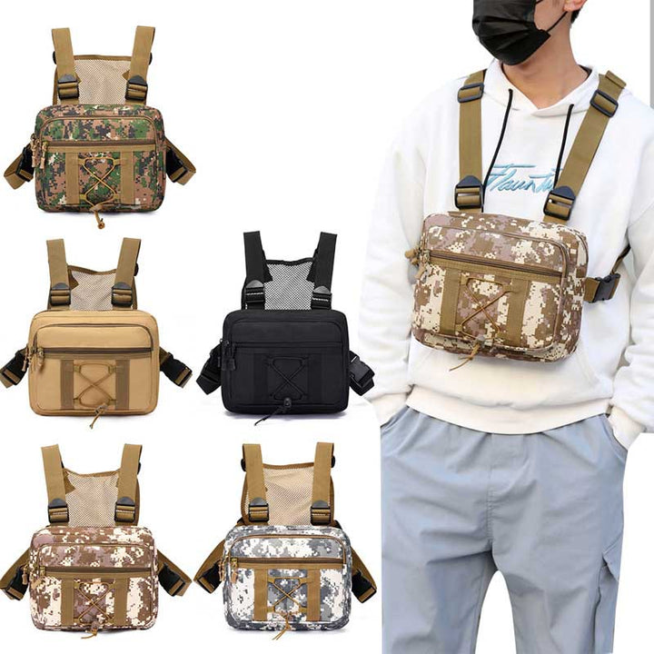 Taktyczna torba na klatkę piersiową z nylonu. Wodoodporna, multikomorowa. Idealna na wędrówki, airsoft i survival.