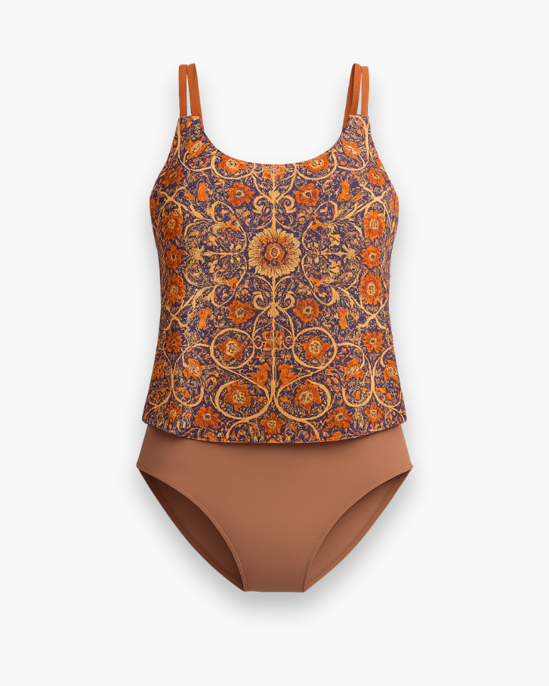 Eleganckie tankini damskie, nowoczesne wzory, lekki materiał, regulowane ramiączka, idealne na plażę i basen, letni styl.