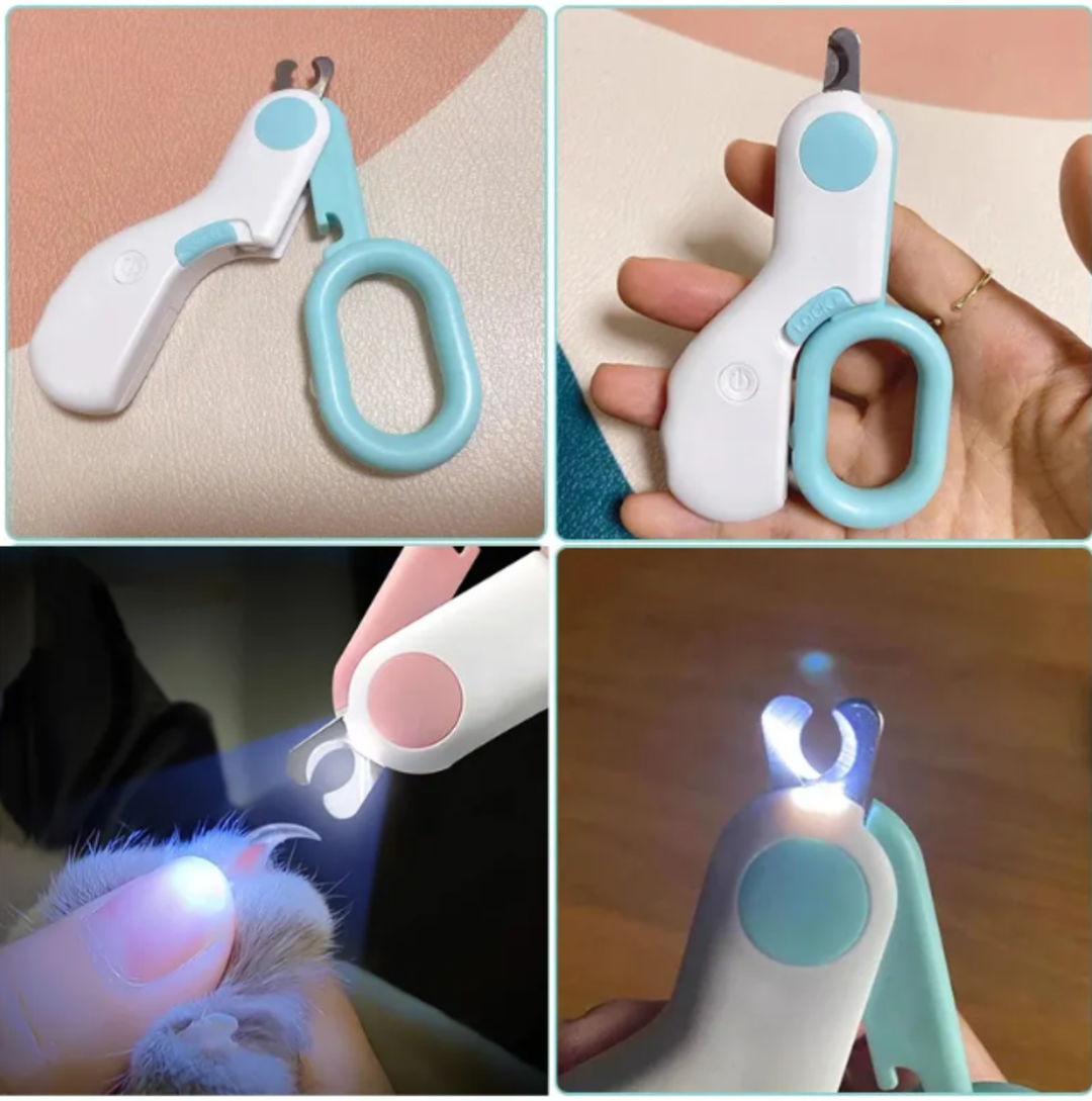 Ergonomiczne obcinaczki do pazurów kota z LED, bezpieczna konstrukcja do precyzyjnego przycinania kocich pazurów.
