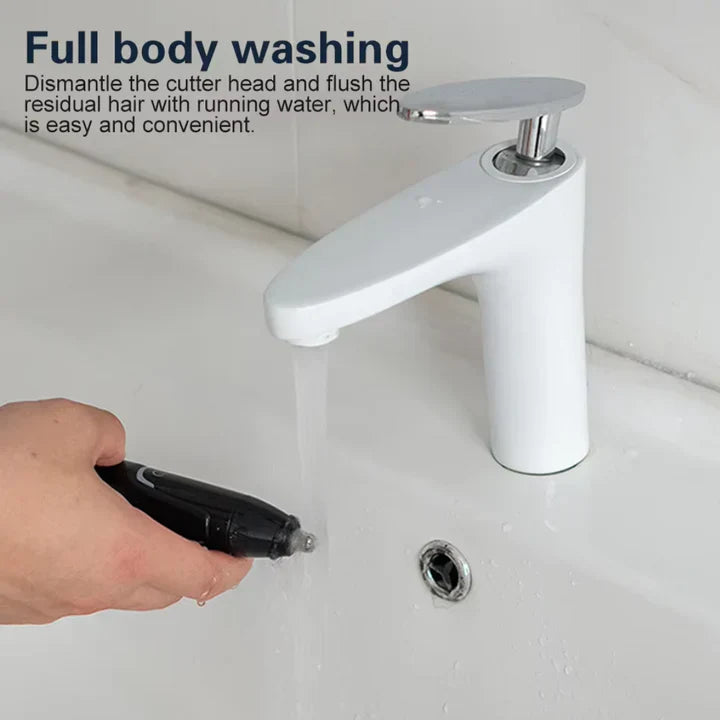 Akumulatorowy trymer do nosa i uszu, nowoczesny design, ergonomiczny, cichy, do precyzyjnej i komfortowej pielęgnacji.