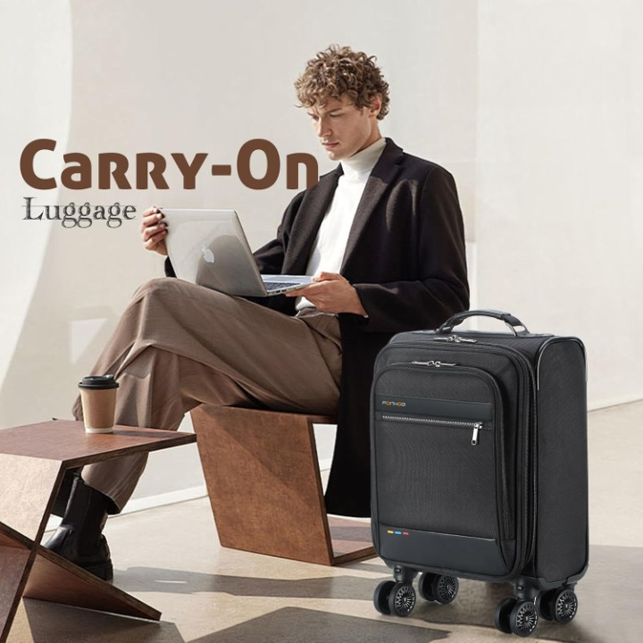 Elegancka torba podróżna na kółkach spinner, unisex, rozszerzalna, pod siedzenie, z przegrodą na laptopa.