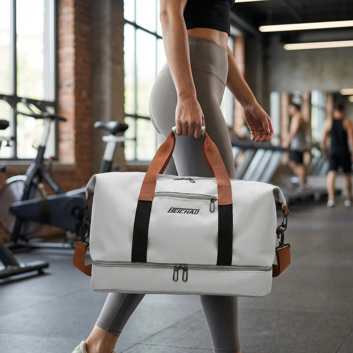 Torba sportowa Nichole z przegrodą na buty. Pojemna torba unisex na siłownię, podróż, weekend. Organizer.