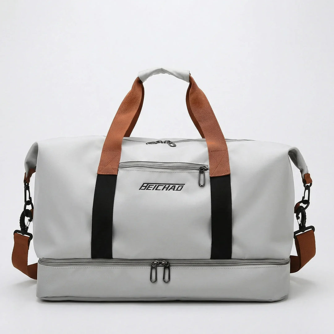 Czarna torba sportowa mokro-sucho z osobną przegrodą na buty. Idealna na siłownię, basen, podróże. Unisex.