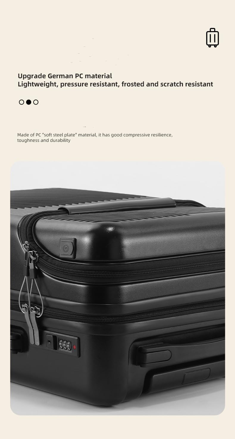 Funkcjonalna walizka kabinowa 20" unisex: twardy bagaż podręczny z uchwytem na kubek, USB, zamkiem TSA.