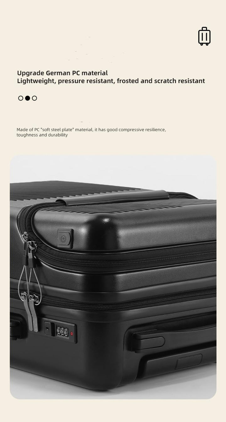 Funkcjonalna walizka kabinowa 20" unisex: twardy bagaż podręczny z uchwytem na kubek, USB, zamkiem TSA.