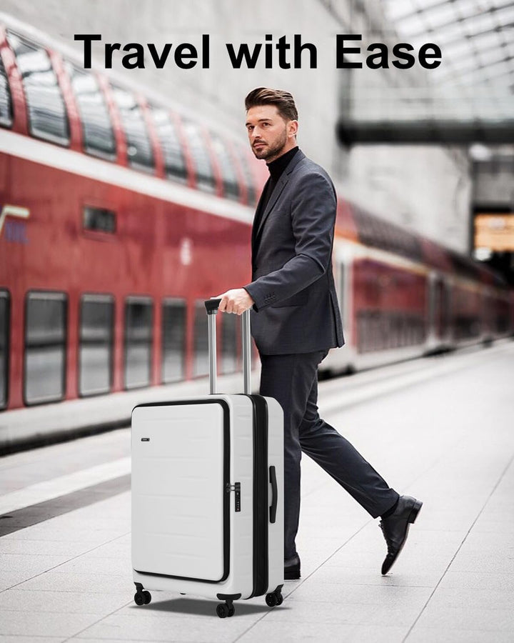 Kabinowa walizka twarda, wytrzymała, z przednią kieszenią, rozszerzalna i z zamkiem TSA.
