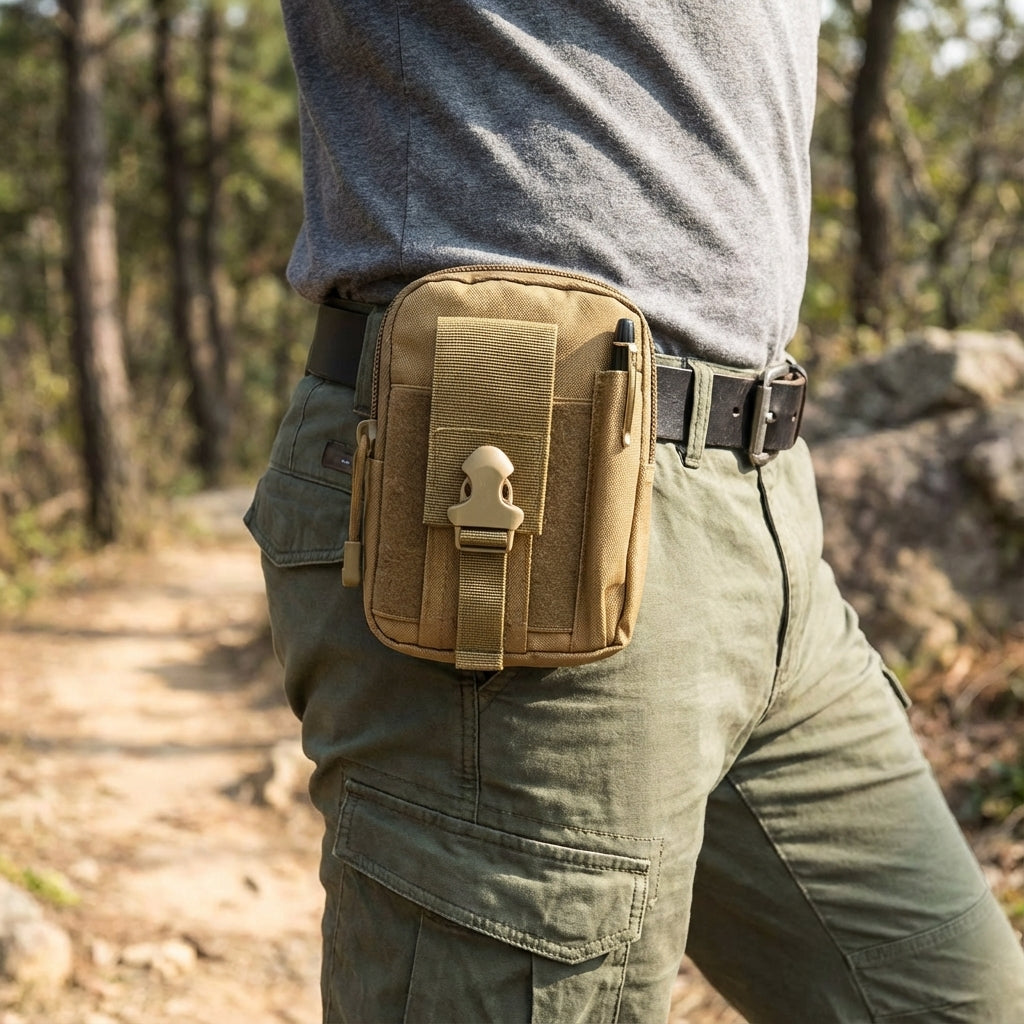 Uniseksowe etui taktyczne MOLLE CarryCore. Kompaktowa saszetka organizer na EDC i outdoor, mocowana do paska.