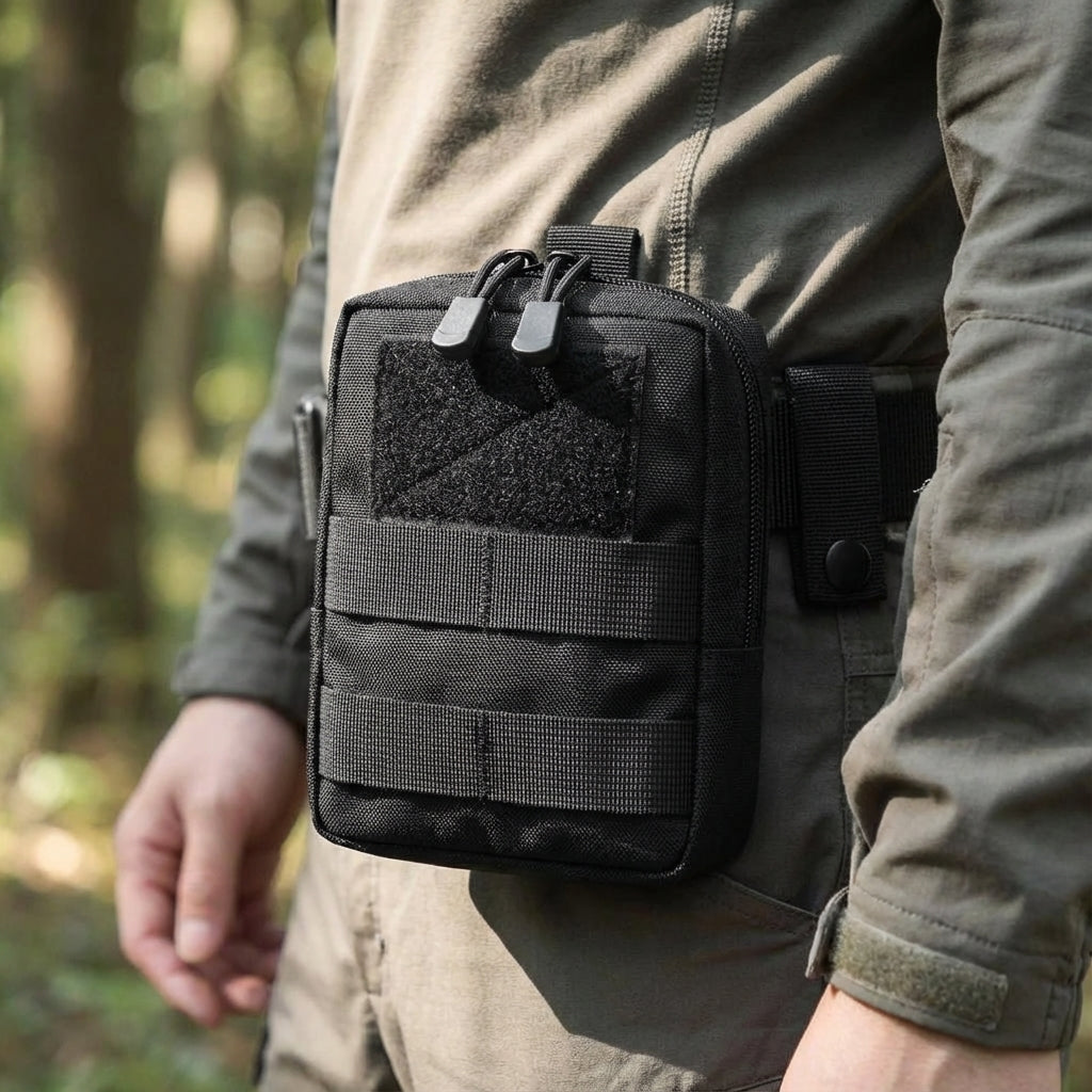 Unisex kompaktowa torba taktyczna MOLLE, idealna do przechowywania akcesoriów outdoorowych.