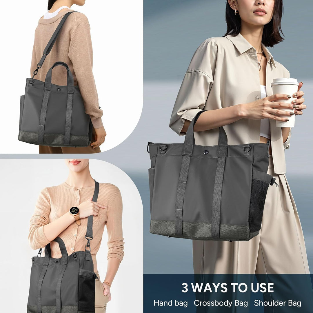 Elegancka torba na laptopa 15,6 cala z wygodnymi uchwytami, szara, idealna do biura i spotkań.